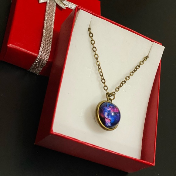 DOUBLE SIDED GALAXY GLASS PENDANT JEWELRY - Picture 7 of 14
